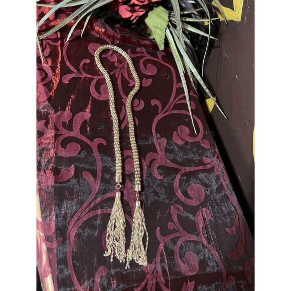 Gold Twisted Rope Tassel Necklace - Picture 1 of 3